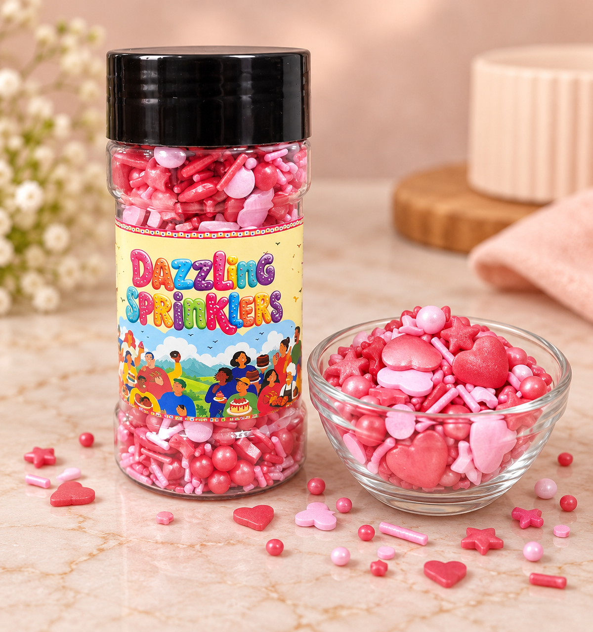 Pankraft Pink Hearts & Pearls Mix Dazzling Sprinklers 100gm