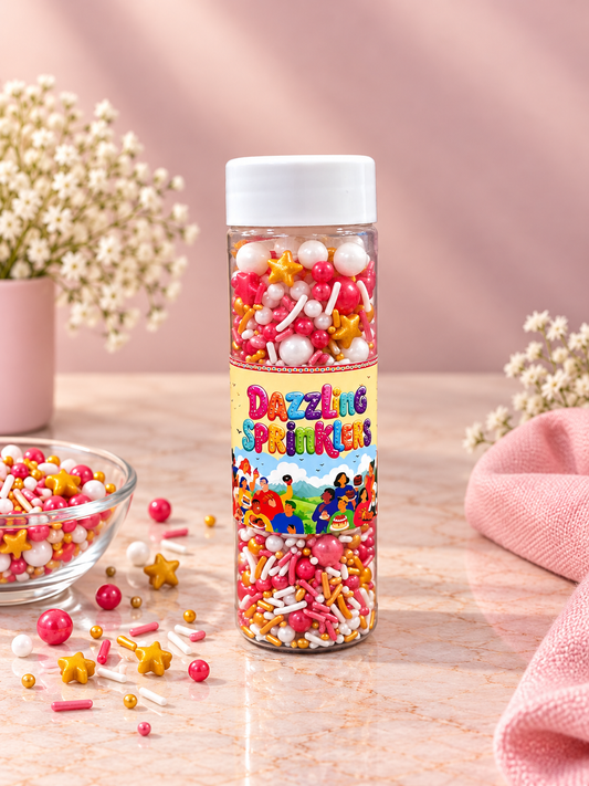 Pankraft Pink, White & Golden Star Mixed Pearl Dazzling Sprinkler 100 gm