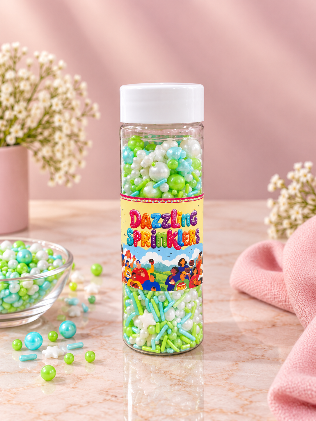 Pankraft Green, Blue & White Mixe Pearl Dazzling Sprinkler 100 gm