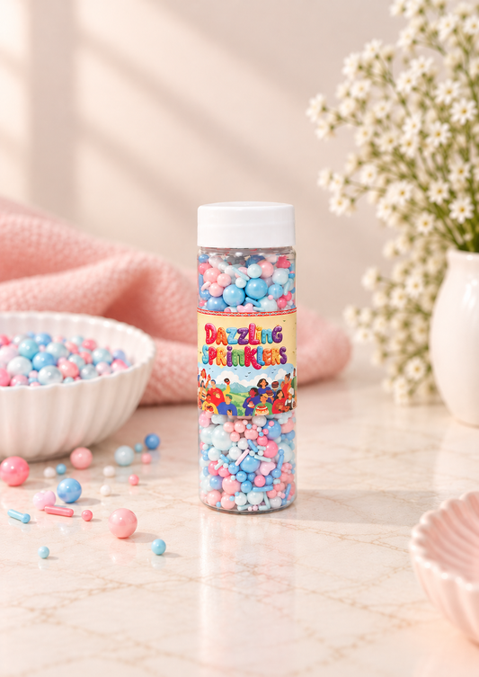 Pankraft Baby Pink, Sky Blue & White Mixed Pearl Dazzling Sprinkler 100 gm