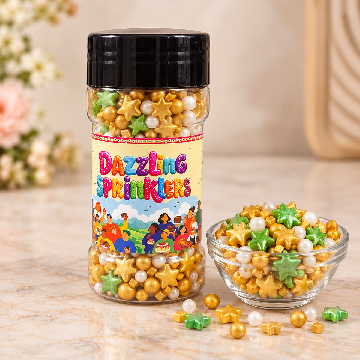Pankraft Gold, Green & White Mix Dazzling Sprinklers 100gm