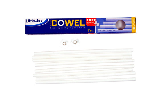 Ultimakes Dowel sticks Pack of 8 with 2 pcs dowel cap Size-10mm×300mm (12in)