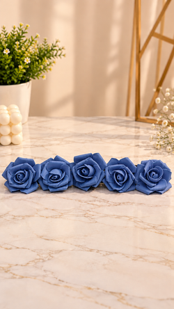 Navy Blue Rose Foam Flower For Cake Decoration Pack of 5