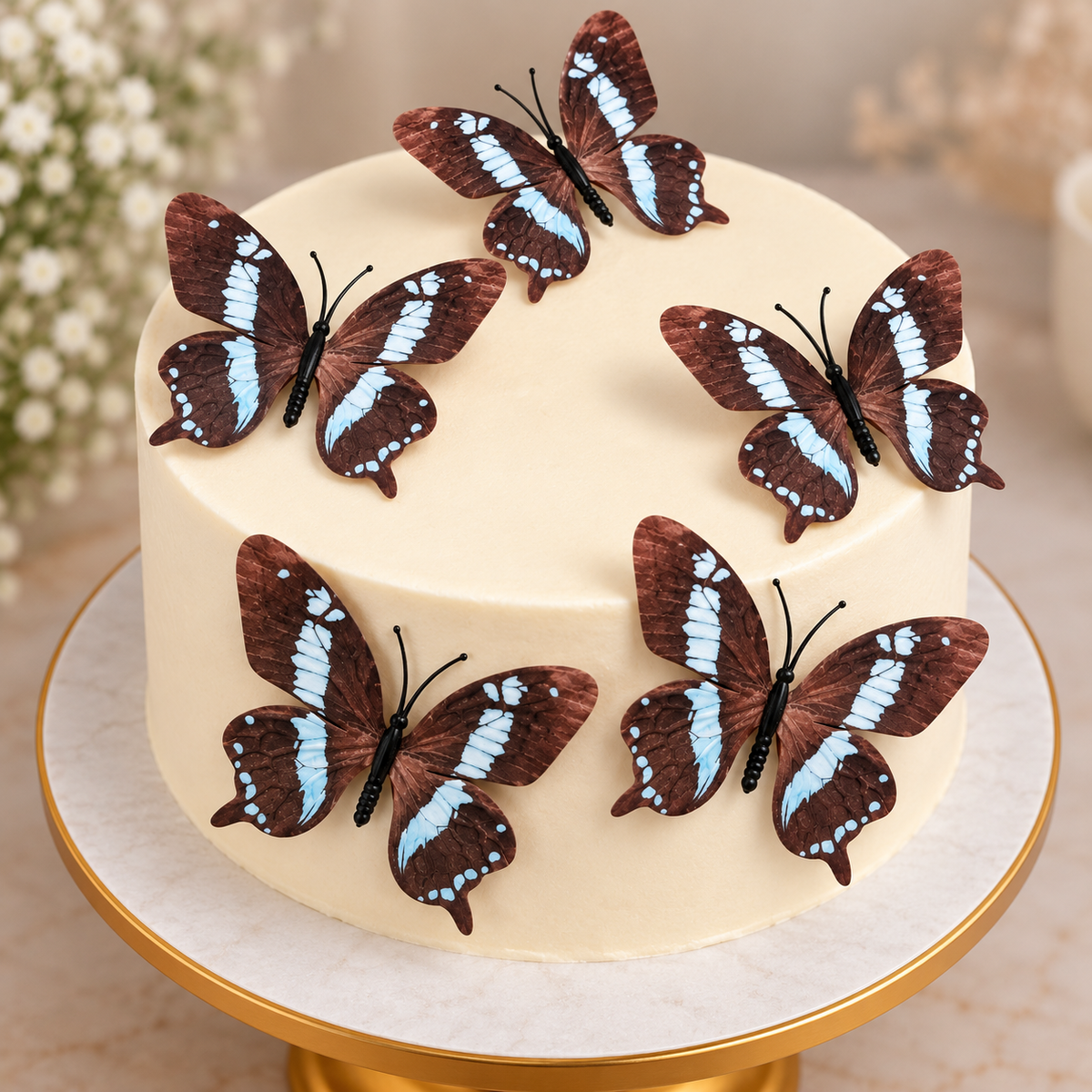 Brown & White Butterfly Set Of 5