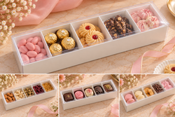 White 5 Cavity Gift Box with Transparent Lid Pack of 12 Size - 12x4x2.5 inch