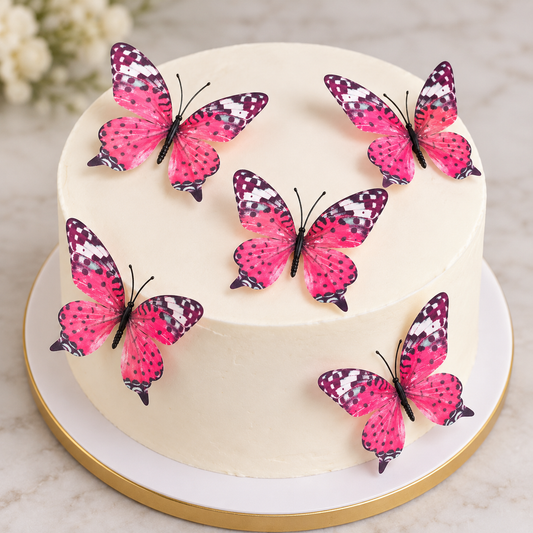 Dark Pink Butterfly Set Of 5