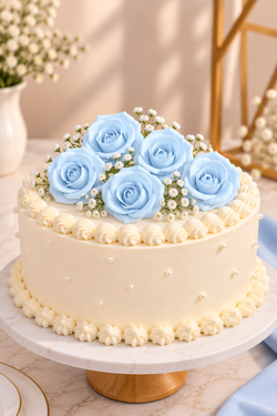 Sky Rose Foam Flower For Cake Decoration Pack of 5