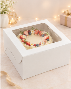 1 pound window cake box white color (size-8x8x4 inches)