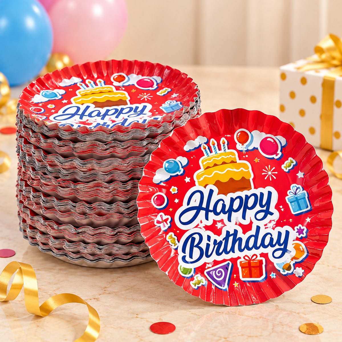 Happy Birthday Disposable Paper Plates Pack of 20 (random Colour )