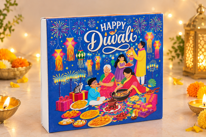 Happy Diwali family printed 9 cavity chocolate box PACK OF 10 (size-6x6x1.5 inch)