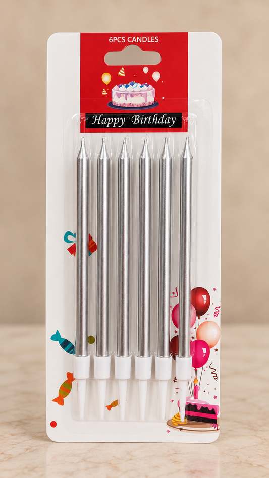 Silver Candle pack of 6