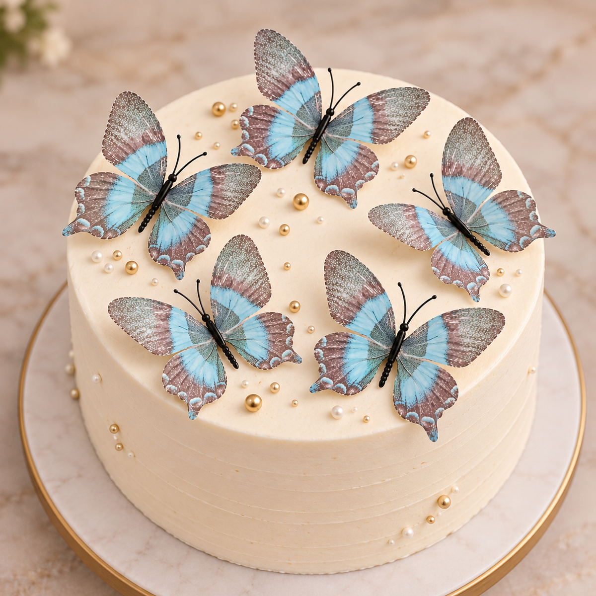 Blue Black Butterfly Set of 5