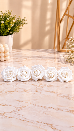 White Rose Foam Flower For Cake Decoration Pack of 10