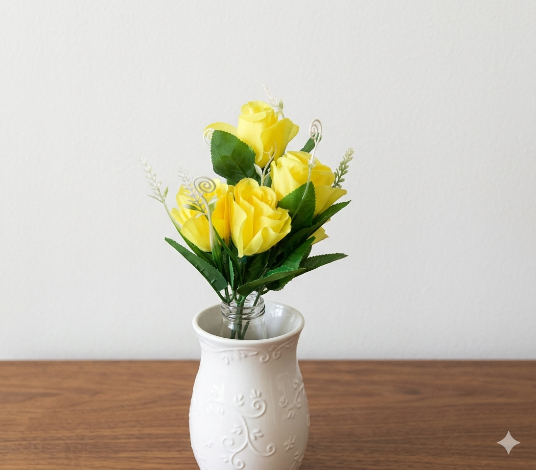 Artificial Rose Yellow Flower Bouquet NS3945-H
