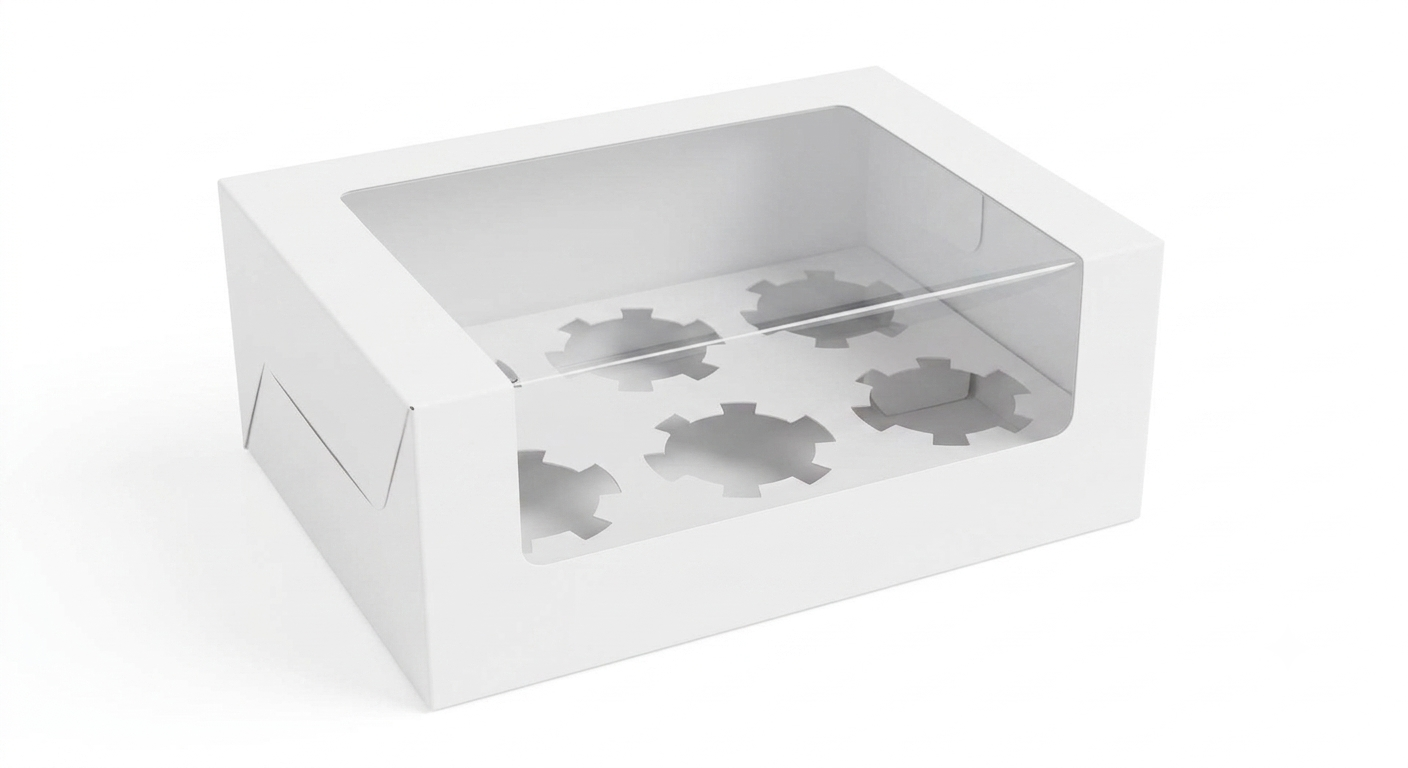 6 Cavity  Cupcake Box Size - 10x6x4 Inch