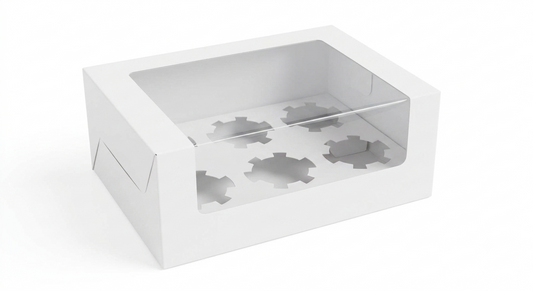 6 Cavity  Cupcake Box Size - 10x6x4 Inch