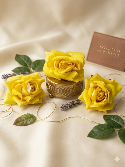 Yellow Velvet Artificial Rose flower