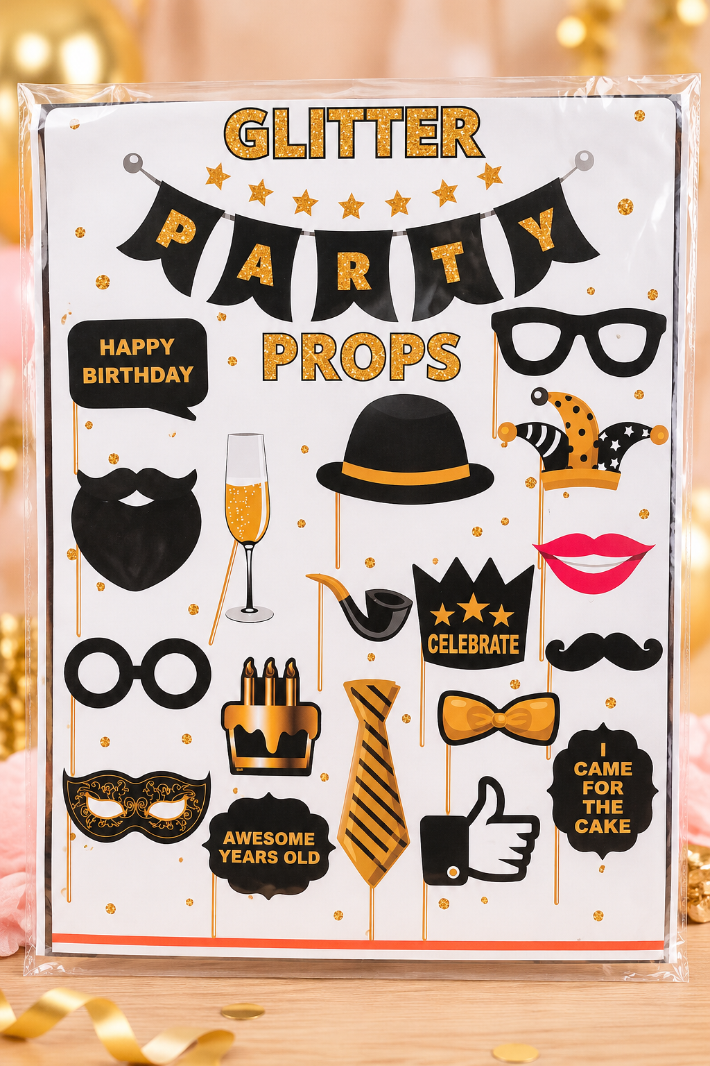 Glitter Party  Booth Props Set for Birthday Party- 18 pc