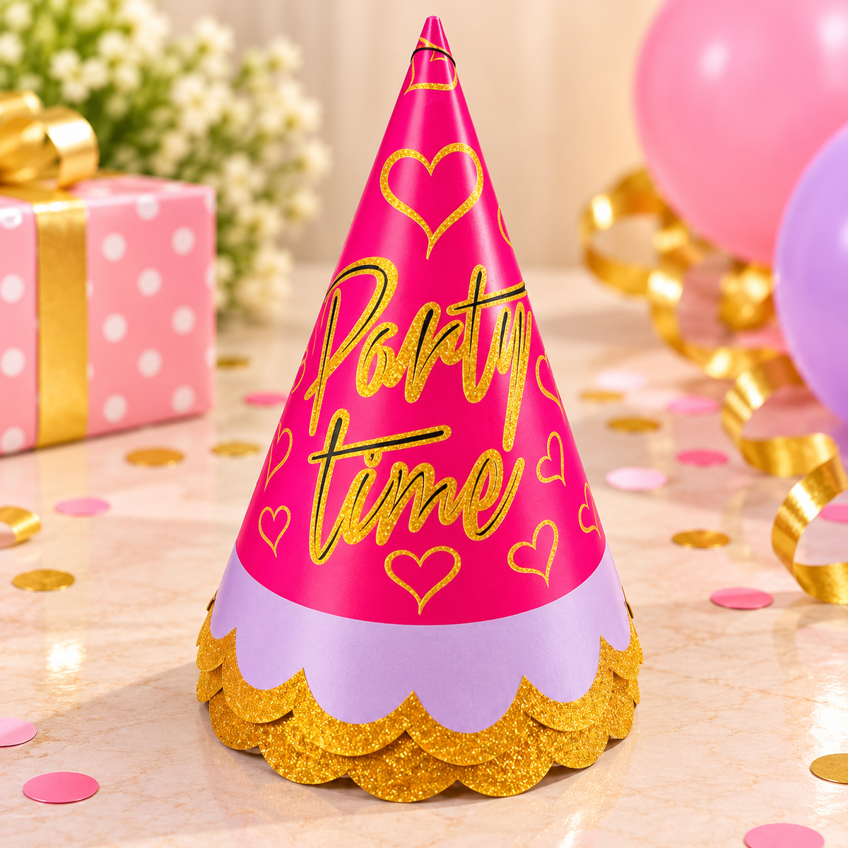 Happy Birthday Party Hat pack of 10 (random colour)