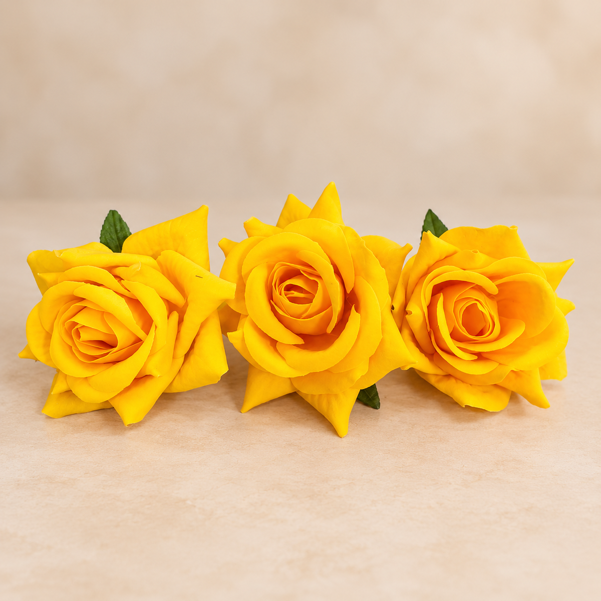 Artificial Yellow Rose Flower Set of 3 Size 3 inch