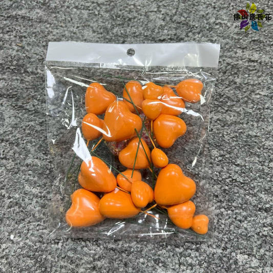 Orange Heart Shape Faux Balls Pack of 20