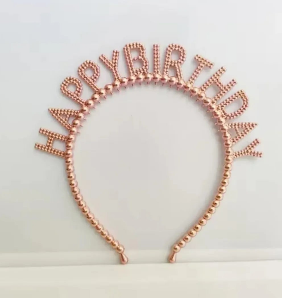 Happy Birthday Tiara Headband Rose Gold Crown