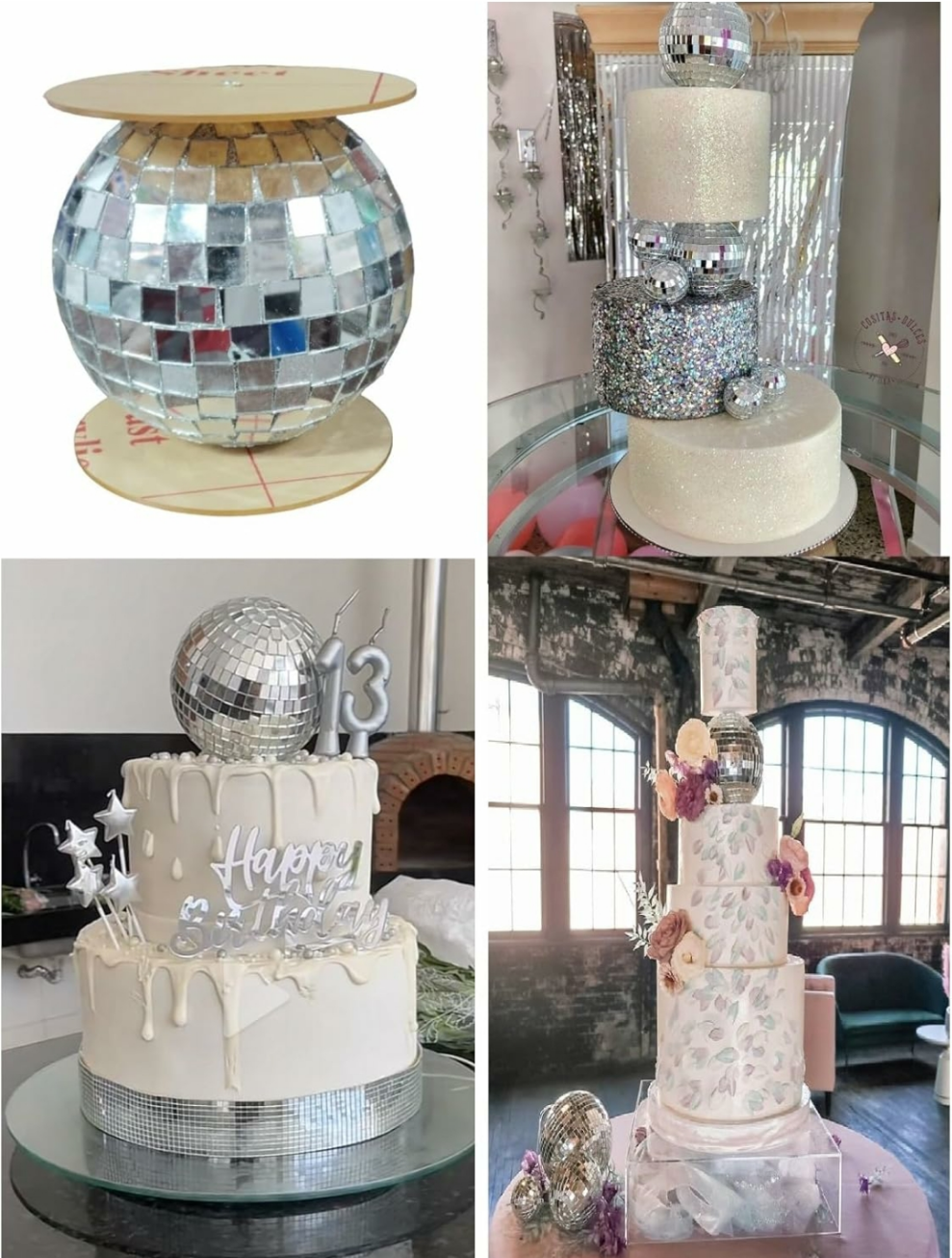 Mirror Disco Ball Cake Spacer Stand(6 inch)