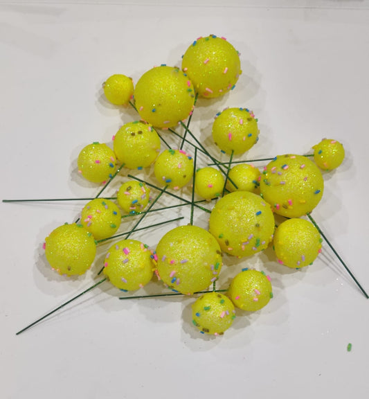 Glitter Yellow balls with Sprinkles  Pack of 20