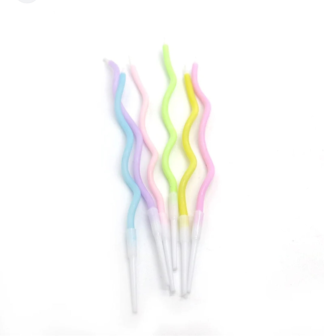 Twisty Pastel Color stick Candle Pack of 6