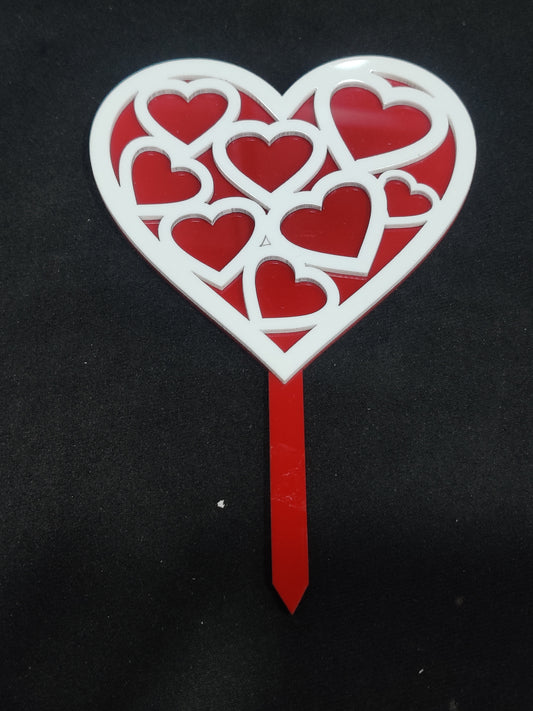 Dual Tone 3D Heart Shape Acrylic Topper 5 inch