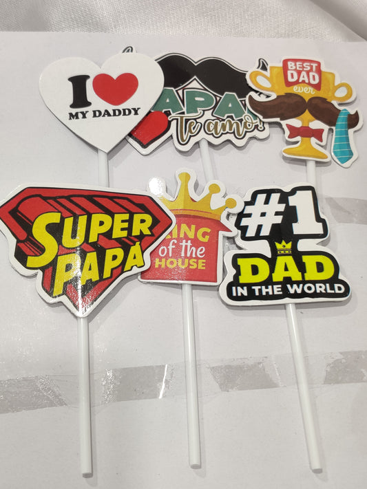 Papa Theme Topper Pack of 6