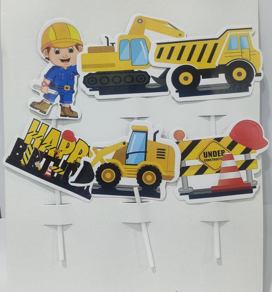 Construction theme topper