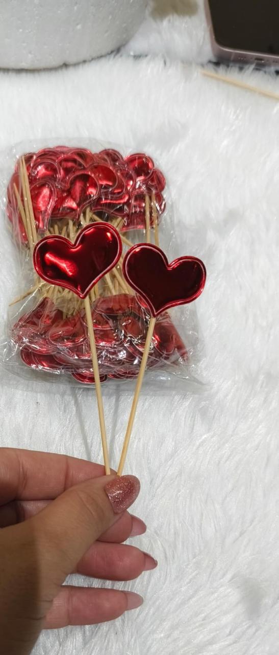 Red heart topper Pack of 10