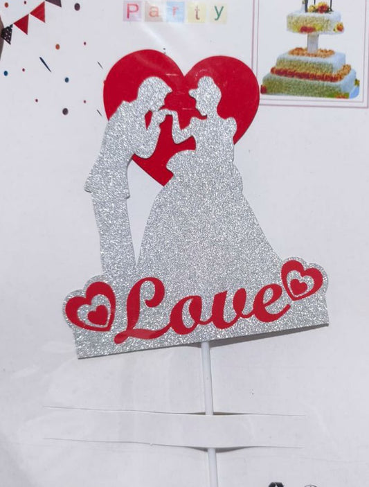 Love cuple glitter topper