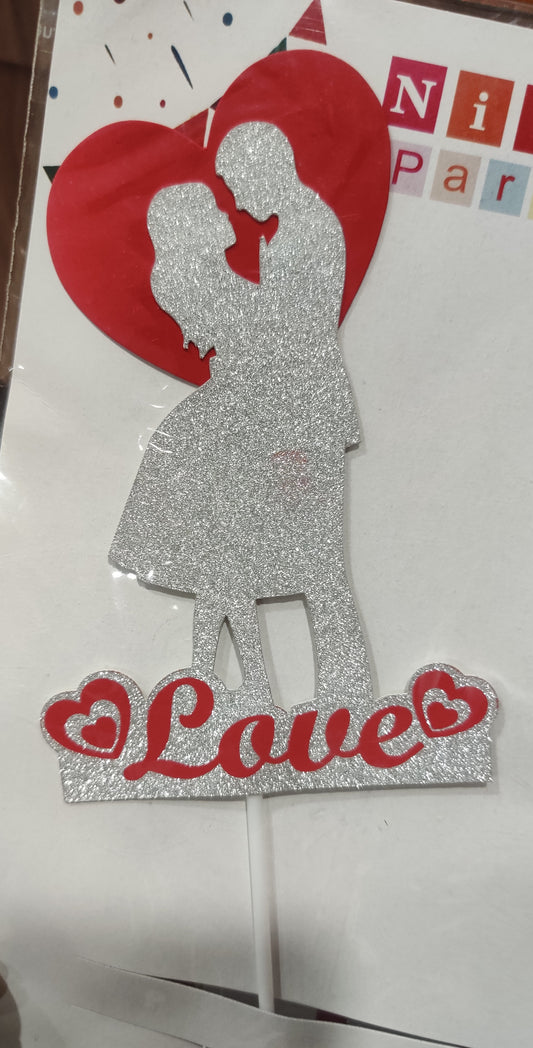 Love cuple glitter topper