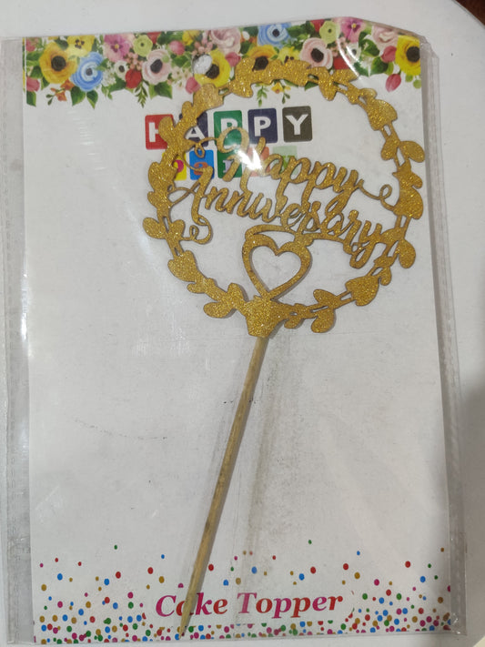 Happy Anniversary 5 inch Glitter Cake Topper