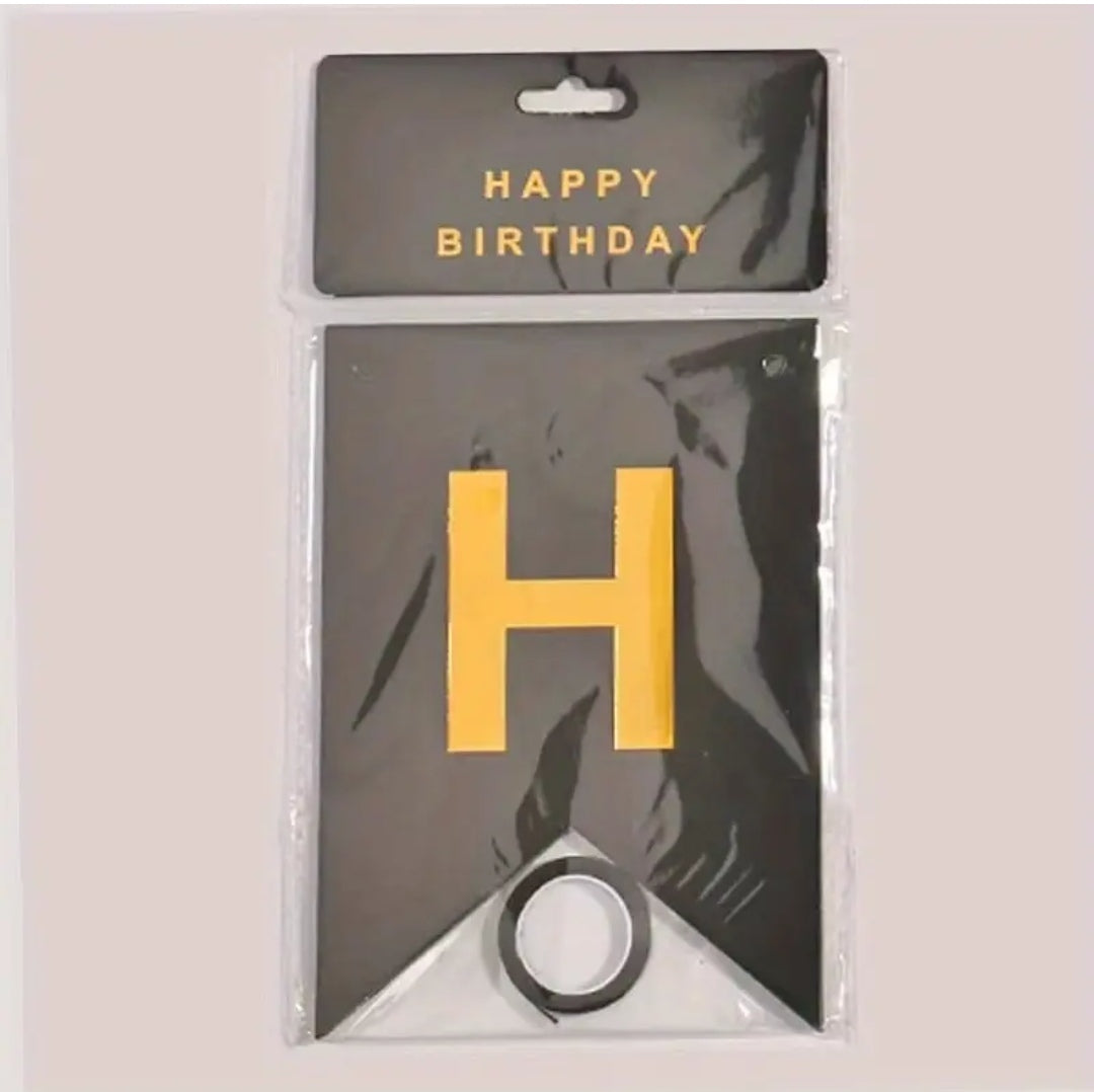 Black Happy Birthday Banner