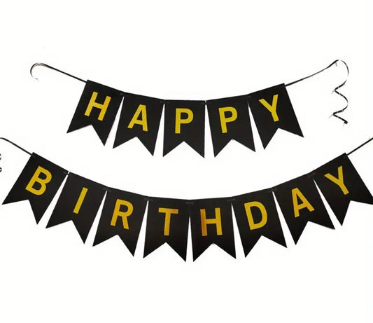 Black Happy Birthday Banner