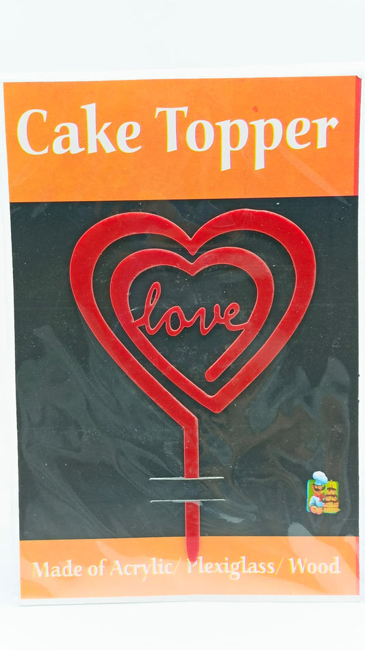 Heart with Love cake Topper Pack Of 1