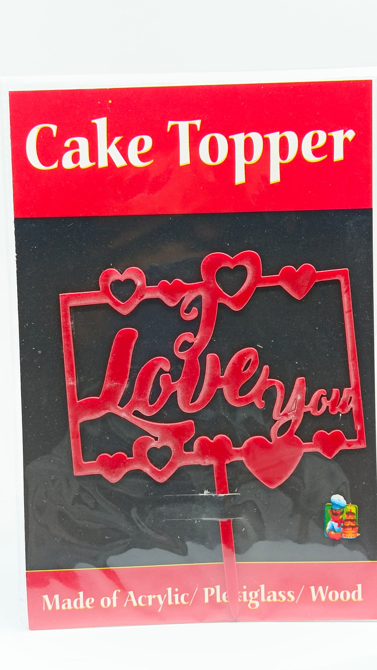 Love You with decorative Heart Cake Topper Pack Of 1