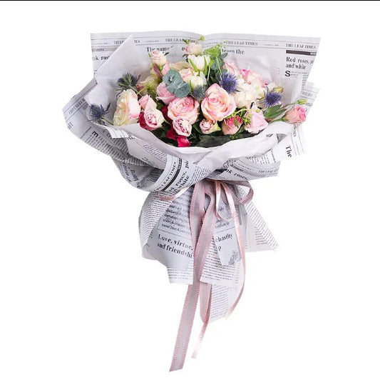 Flower Wrapping Newspaper Design Pack Of 5 Size-22x21.5 inch