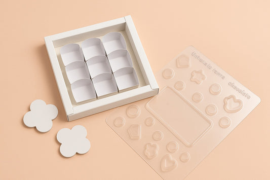 Chocolate Box Combo
10 pc box
Included High quality 2 pvc mould and 10  boxes 2 pvc mould 10 boxes with cavity with cavity