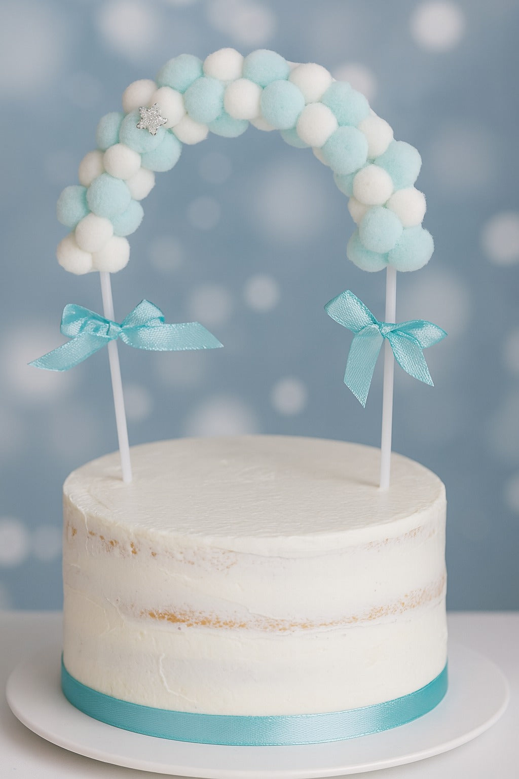 Sky blue pom pom Topper