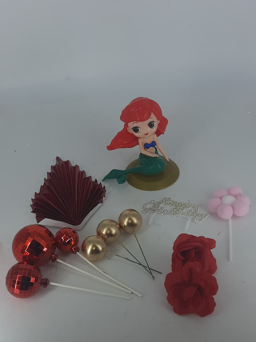 Mermaid Theme Birthday Cake Decoration Set Of 7
