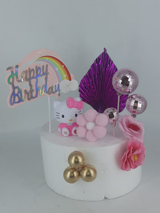 Hello Kitty Theme Birthday Cake Decoration Set Of 7