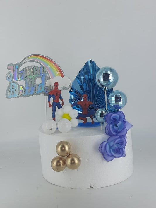 Spiderman Theme Birthday Cake Decoration Set Of 7
