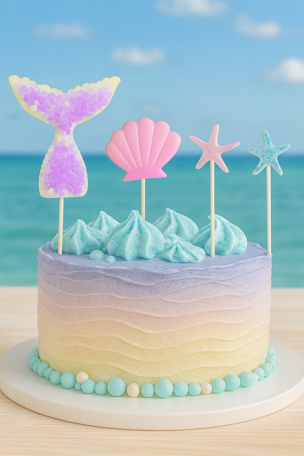 Premium Mermaid Theme Cake Topper