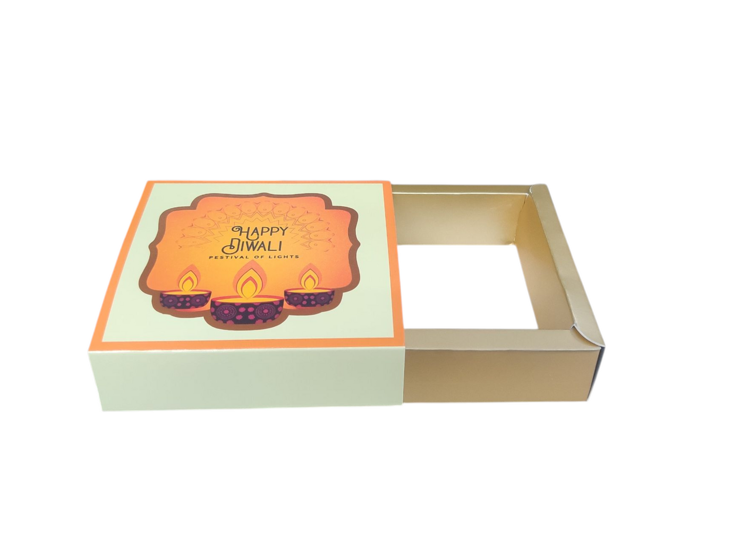 4 Cavity Slider Diwali Box For Chocolate and Brownie Size 4x4x1.5 Inch