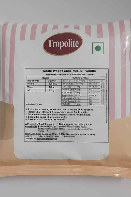 Tropolite Whole Wheat Cake Mix - EF Vanilla 1kg