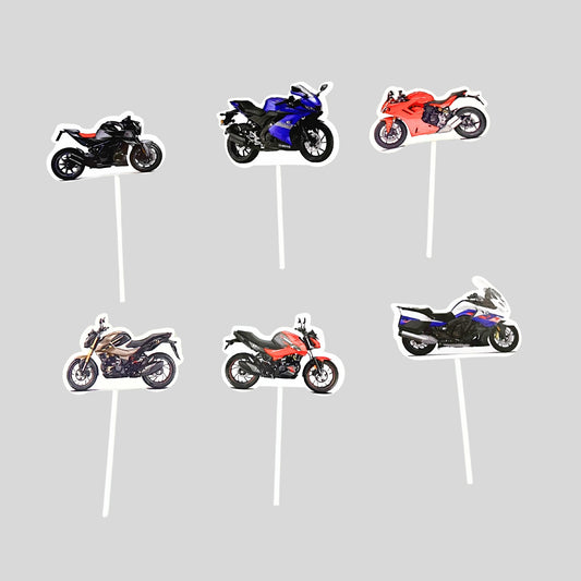Bike theme topper pack of 6